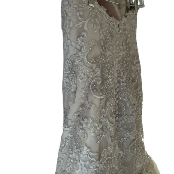 Maggie Sottero Wedding Dress Malina size 12 Ivory/Gold/Pewter - Picture 4 of 11